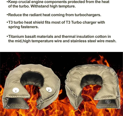 Miniatura 2 de Manta Turbo de Titanio Cubierta de Escudo Térmico Cubierta de Turbocompresor Barrera de Escudo Térmico de Fibra Manta Turbo para T3 T25 T28 GT25
