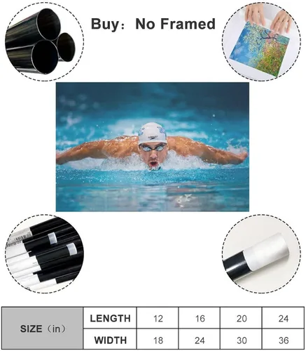 Miniatura 2 de ZHIKANG Póster de Michael Phelps Campeón del Mundo Nadador (5) Pintura sobre lienzo, póster de arte de pared, impresión de desplazamiento de imagen