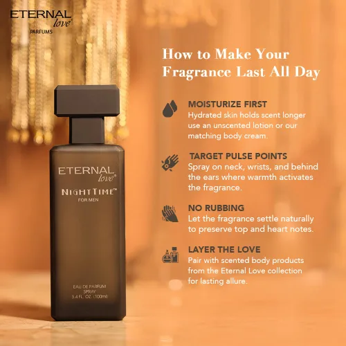 Miniatura 8 de Eternal Love Paquete nocturno – Eau de Parfum Spray de larga duración aroma cálido y sofisticado – 3.4 oz