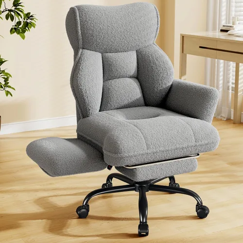 Miniatura 10 de DurayLoly Silla de oficina grande y alta con brazos y respaldo ajustables, silla de oficina ergonómica con reposapiés y tela cómoda para oficina