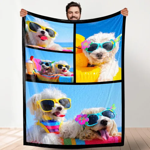 Miniatura 19 de Manta de fotos personalizada para bodas, parejas, fotos para familiares, amigos, regalos personalizados de Navidad y cumpleaños, fabricada