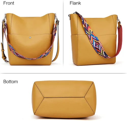 Miniatura 8 de BROMEN Bolsa Hobo para mujer, diseñada con cuero vegano, de hombro, bandolera