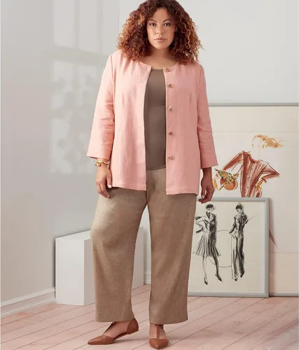 Miniatura 4 de Simplicity Paquete de chaqueta para mujer, parte superior de punto y pantalones sin cordones, patrón de costura código 9269, tallas 26W-32W, blanco
