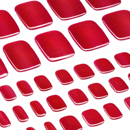 Miniatura 2 de DANNI & TONI Tiras de gel semicuradas para uñas de los pies, color burdeos (Garnet Gaze) Ojo de Gato, Calcomanías de uñas de gel Pedi Wraps 37