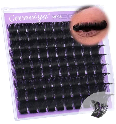 Miniatura 15 de Geeneiya Kit de racimos de pestañas de 5 estilos, extensiones de racimos de pestañas de volumen/mega/completo/inferior con adhesivo de pestañas