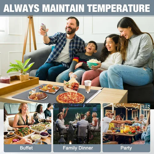 Miniatura 8 de HAUSHOF Tapete de calentamiento para alimentos, tapete eléctrico extra grande para calentar alimentos para encimera, bandeja de calentamiento rápido