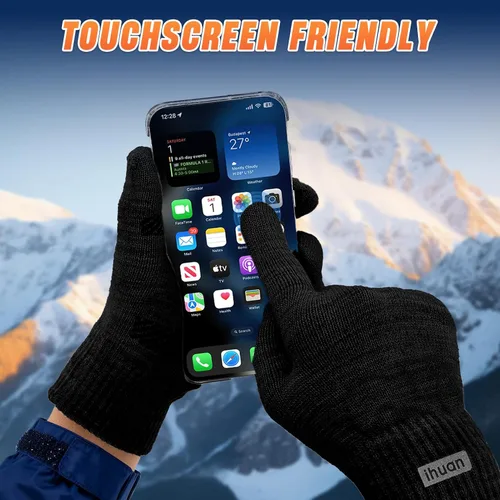 Miniatura 2 de ihuan Guantes térmicos de invierno para hombres y mujeres, guantes táctiles para clima frío para correr, ciclismo, senderismo, conducción