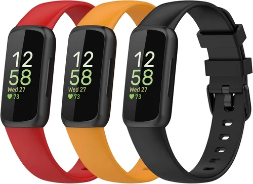 Miniatura 10 de Paquete de 5 bandas de silicona compatibles con Fitbit Inspire 3 bandas para mujeres y hombres, correas deportivas de repuesto ajustables