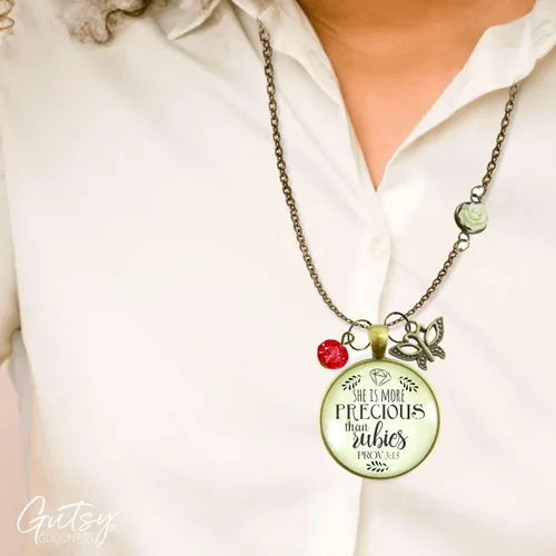 Miniatura 46 de Gutsy Goodness Collar inspirado en la mujer de la fe, colgante hecho a mano con mensaje de esperanza