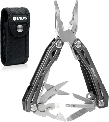 Miniatura 9 de BIBURY Multitools BI2043 - Alicates portátiles multiherramienta plegables con resorte con tijeras, abrelatas y destornillador, herramientas EDC