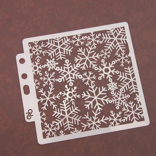 Miniatura 4 de Plantillas de pintura de plástico PET con diseño hueco de copo de nieve, perfectas para diseño textil, decoración de pared, ventana, papel, álbumes