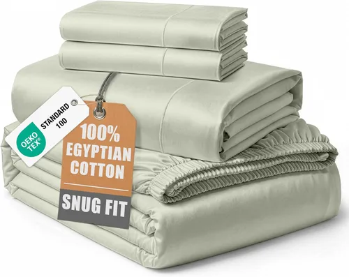 Miniatura 54 de Lane Linen Sábanas 100% de algodón egipcio, tamaño King, naturalmente transpirables y duraderas, cómodas para el invierno, ultra suaves, comodidad