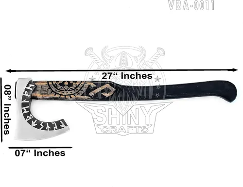 Miniatura 6 de SHINY CRAFTS® Hacha vikinga hecha a mano – Hoja nórdica grabada con mango de madera, regalo único para hombres, coleccionistas y entusiastas