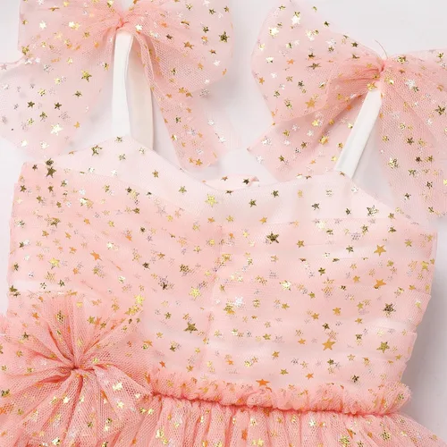 Miniatura 5 de IMEKIS Vestido de cumpleaños para niñas pequeñas, tul brillante, princesa, pastel, sesión de fotos, traje para 1-6T