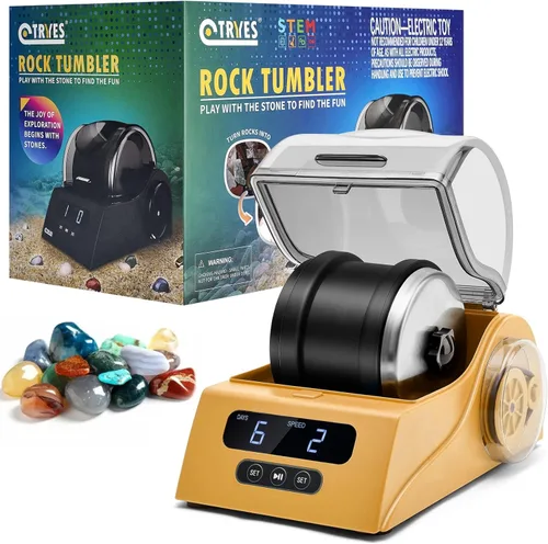 Miniatura 7 de Kit de vaso de roca para adultos, vaso pulidor de rocas con cubierta de reducción de ruido, control de velocidad y temporizador, incluye 4 granos