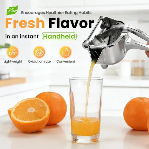 Miniatura 6 de Exprimidor manual de frutas resistente, exprimidor de jugo de fruta fresca de aleación de aluminio 2026, extractor de jugo desmontable con tazón
