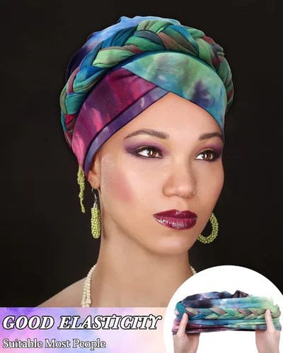 Miniatura 6 de SATINIOR 4 piezas de turbante africano para mujer, turbante con cuentas