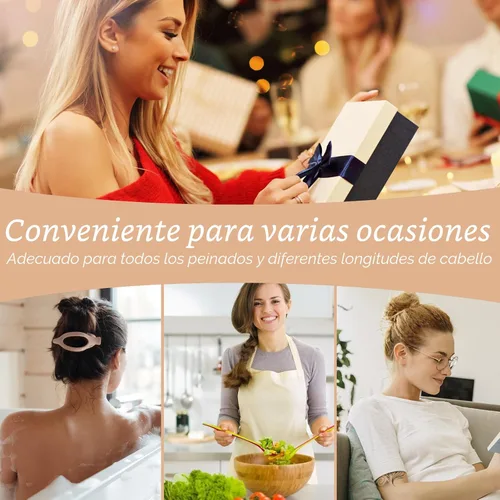 Miniatura 7 de 6 Paquetes de Pinzas Planas en Forma de Garra para Mujeres, Pinza de Cabello Plana Concord Francesa, Pinzas de Cabello Curvas Mate en Forma de Garra