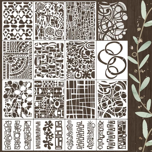Plantillas para manualidades, plantillas de textura reutilizables, plantilla geométrica para pintar en madera, muebles, tarjeta, lona, papel, álbum