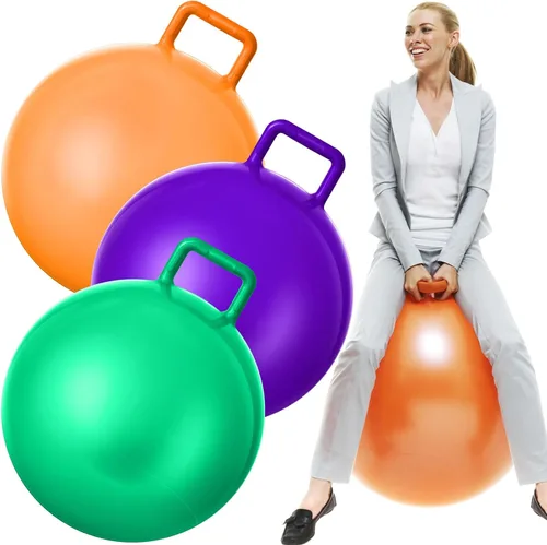 Miniatura 11 de Lewtemi 3 pelotas rebotadoras de 29 pulgadas con asa, bola de salto de tolva al aire libre y bomba de aire para ejercicio deportivo