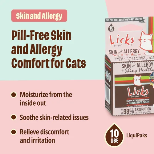 Miniatura 3 de Licks Skin & Allergy Support - Gel para alergias para gatos - Aceite de pescado Omega 3, vitamina C, cúrcuma e inositol - Apoyo saludable