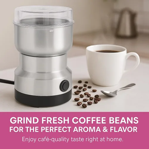 Miniatura 2 de Molinillo de café eléctrico de 150 W para granos de café, nueces y especias, cuenco de acero inoxidable, cuchillas de metal, aprobado por UL