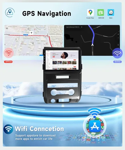 Miniatura 4 de Radio de coche estéreo 8 CORE 4G+64G para Ford F150 2009-2012 con CarPlay Android Auto, 9 pulgadas 1280 * 720P IPS unidad principal de pantalla