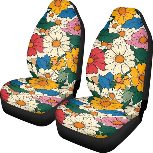 Miniatura 33 de INSTANTARTS Fundas de asiento de coche con diseño de dalia estética, solo para asientos delanteros, protector de asiento de vehículo, 2 unids/set