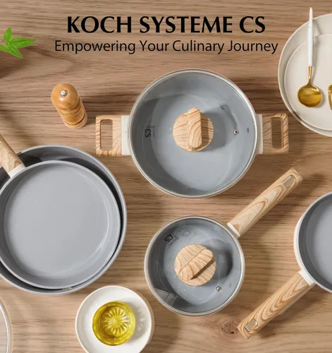 Miniatura 9 de KOCH SYSTEME CS Juego de utensilios de cocina de cerámica antiadherente, juego de ollas y sartenes antiadherentes con asas que se mantienen frescas
