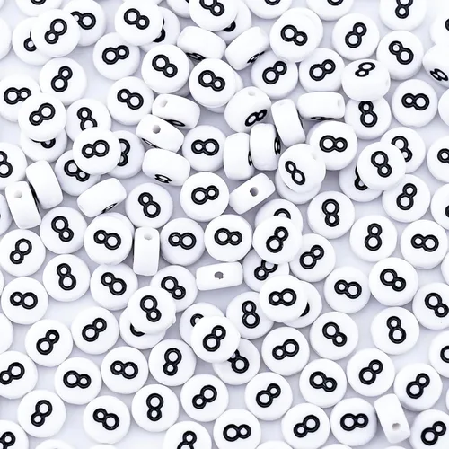 Miniatura 22 de 300 piezas de cuentas de número 0 redondas de 4x7mm, cuentas de número acrílico individual para hacer pulseras con dijes Redondo - 0