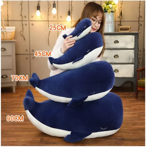 Miniatura 2 de JPORSHU Ballena azul grande de simulación suave de 10 pulgadas, muñeca delfín de la vida marina, juguete de peluche, cojín de espalda, regalo