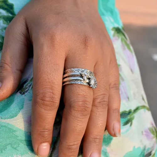 Miniatura 84 de Boho Spinner Ring, Mothers Day Gift, Silver 925 Women Ring, Sterling Silver 925 Ring, Fidget Spinner Ring,Women Silver Anxiety Ring