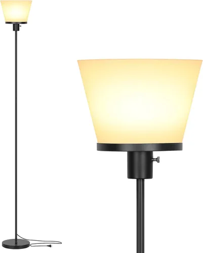 Lámpara de Pie LED Lámpara de Pie Alta, Lámparas de Pie Modernas Negras Tipo Antorcha para Dormitorio Sala de Estar Oficina, Lámpara de Pie Negro