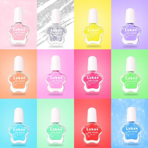 Miniatura 6 de Lukax Juego de esmaltes de uñas para niñas – 12 colores no tóxicos seguros para niños pequeños, a base de agua, despegar y quitar bajo olor