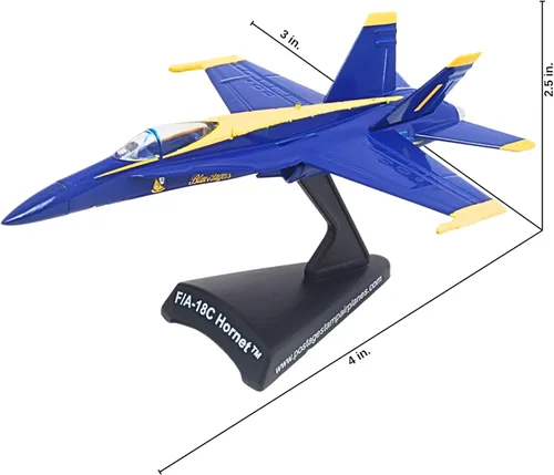 Miniatura 2 de Postage Stamp F/A-18C Hornet Blue Angels - Modelo de avión a reacción de metal fundido a presión a escala 1/150 con soporte de exhibición, aeronave