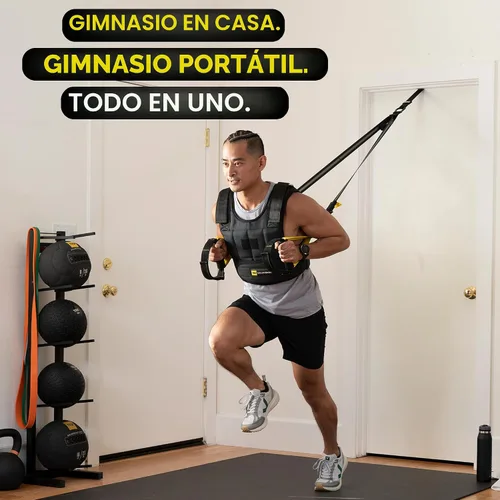Miniatura 7 de TRX Formación. Entrenador de suspensión basic kit + ancla para puerta, complete full body entrenamientos para el hogar y en la carretera.