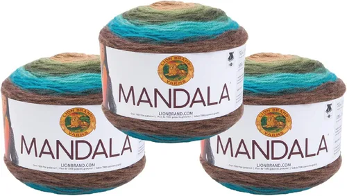 Miniatura 81 de Lion Brand Yarn Mandala - Hilo multicolor para ganchillo,tejido y manualidades, color Liger, 1770 pies, paquete de 1 unidad