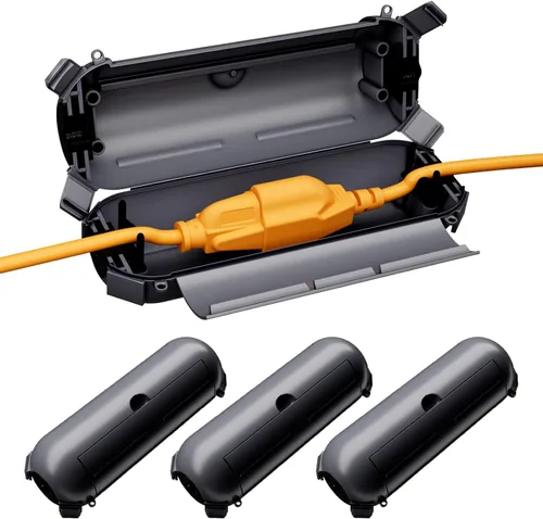 Miniatura 15 de RESTMO Paquete de 2 fundas compactas para cable de extensión para exteriores, caja impermeable IP44 y funda de seguridad, ideal para proteger