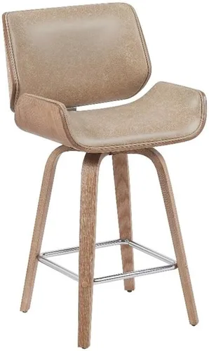 Miniatura 19 de Armen Living Tyler - Taburete giratorio de piel sintética gris y madera negra de 26 pulgadas de altura de mostrador Gris / Negro