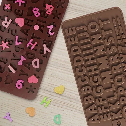 Miniatura 4 de 2 moldes de silicona para letras para chocolate y fondant, juego de moldes antiadherentes del alfabeto con raspador, decoración de pasteles