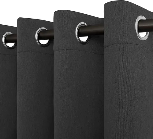 Miniatura 9 de Easy-Going - Cortinas opacas con aspecto de lino para oscurecer la habitación, con ojales para ventana, cortinas para dormitorio, sala de estar