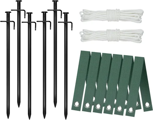 Kit de soporte de árbol de acero resistente, kit de estaca para árboles recién plantados contra el mal tiempo, incluye 6 correas de árbol para