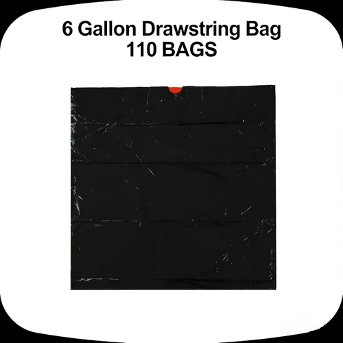 Miniatura 2 de Bolsas de basura con cordón de cocina de 6 galones, bolsas de basura negras de plástico, 2 rollos, 110