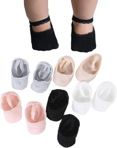 Calcetines de encaje antideslizantes para bebés recién nacidos, calcetines antideslizantes de princesa Mary Jane, 0-3T, 5 unidades