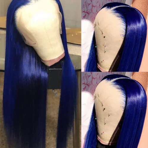 Miniatura 23 de QD-Tizer Pelucas de cabello sintético con encaje frontal de 13 x 6 pulgadas, sin pegamento, color rojo vino, color burdeos, pelucas de cabello largo