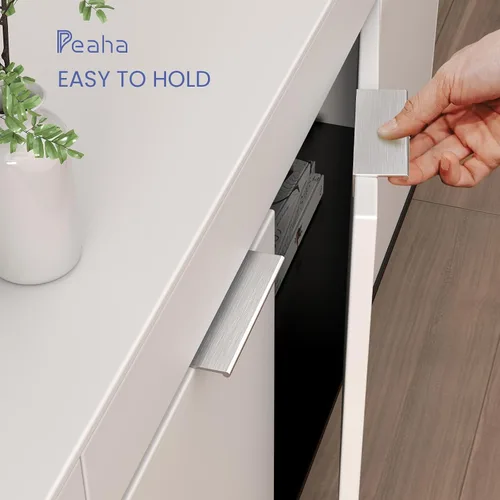 Miniatura 30 de Peaha Paquete de 10 manijas de gabinete de cocina de 1-5/16 pulgadas, tiradores negros para cajones de tocador, borde de puerta, tiradores de dedo