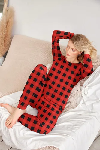 Miniatura 83 de Ekouaer Conjunto de pijama de manga larga para mujer, ropa de dormir suave con cuello redondo y bolsillos