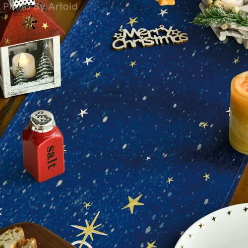 Miniatura 3 de Artoid Mode Camino de mesa navideño The Lord Blue Sky para invierno, noche santa de Cristo, cocina, comedor, decoración para exteriores y fiestas