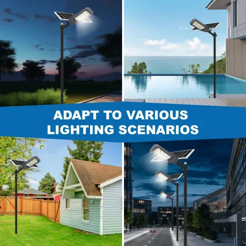 Miniatura 8 de Farolas solares para exteriores, luces de inundación solares de 4600 W, IP67, impermeables, 6500 K, 504 LED, luz de seguridad comercial con control