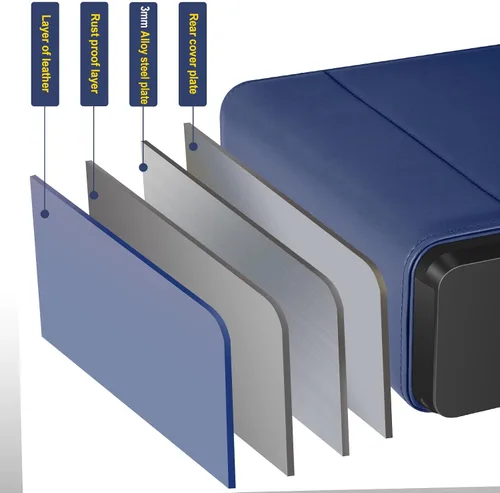 Miniatura 5 de Caja fuerte biométrica de huellas dactilares, caja fuerte deslizante para pistolas, caja fuerte de almacenamiento de joyas envuelta en cuero